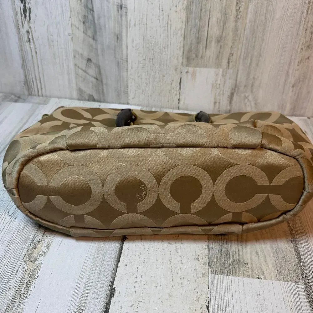 Coach Maggie Satchel Signature Canvas & Brown Leather Style F1220 - Picture 5 of 9